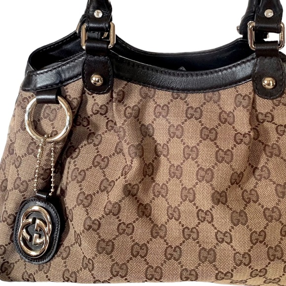 Like New GUCCI Sukey GG Canvas Medium Tote Shoulder Bag Brown Tan Monogram - Picture 15 of 17